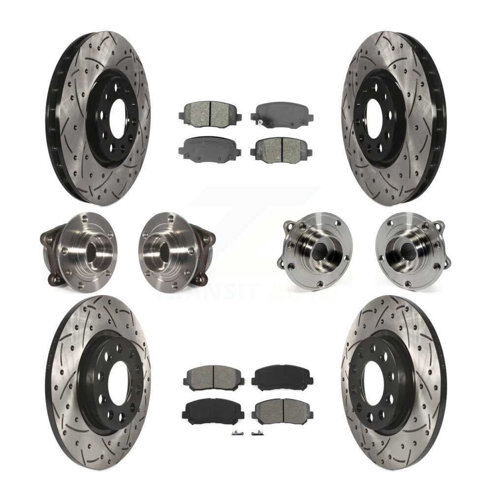 Kit de rotors et plaquettes de frein revêtus de roulement de moyeu avant et arrière (10 pièces) pour Chrysler 200 AW