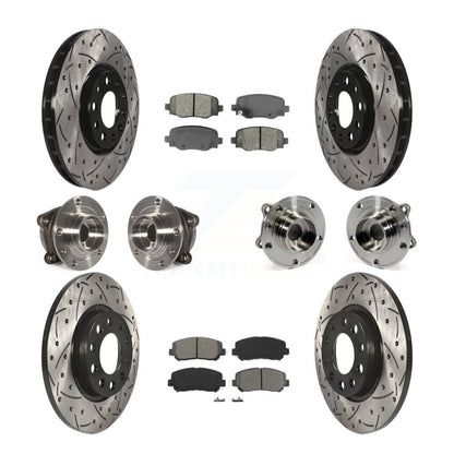 Kit de rotors et plaquettes de frein revêtus de roulement de moyeu avant et arrière (10 pièces) pour Chrysler 200 AW