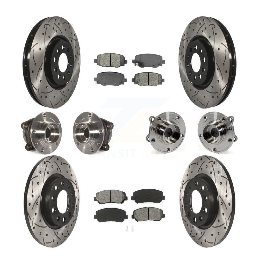 Kit de rotors et plaquettes de frein revêtus de roulement de moyeu avant et arrière (10 pièces) pour Chrysler 200 AW