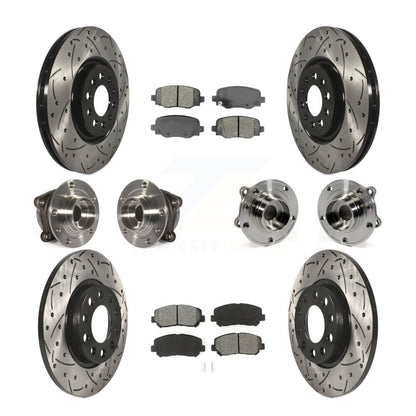 Kit de rotors et plaquettes de frein revêtus de roulement de moyeu avant et arrière (10 pièces) pour Chrysler 200 AW