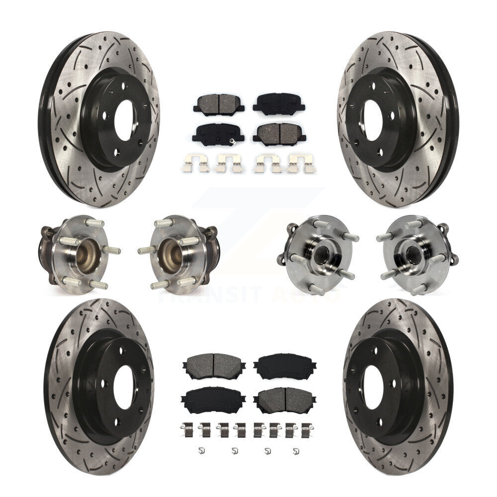 Kit de rotors et plaquettes de frein à disque revêtus de roulements de moyeu avant et arrière (10 pièces) pour Mazda