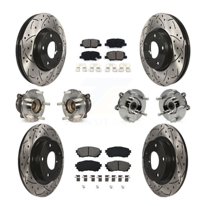 Kit de rotors et plaquettes de frein à disque revêtus de roulements de moyeu avant et arrière (10 pièces) pour Mazda