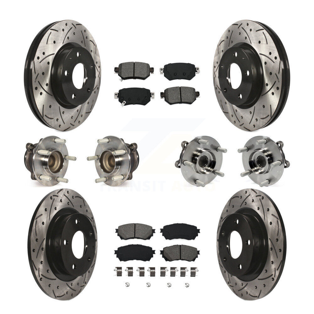 Kit de rotor et de plaquettes de frein revêtus de roulement de moyeu avant et arrière (10 pièces) pour Mazda 2016 – 2018