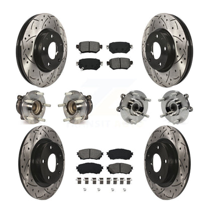 Kit de rotor et de plaquettes de frein revêtus de roulement de moyeu avant et arrière (10 pièces) pour Mazda 2016 – 2018