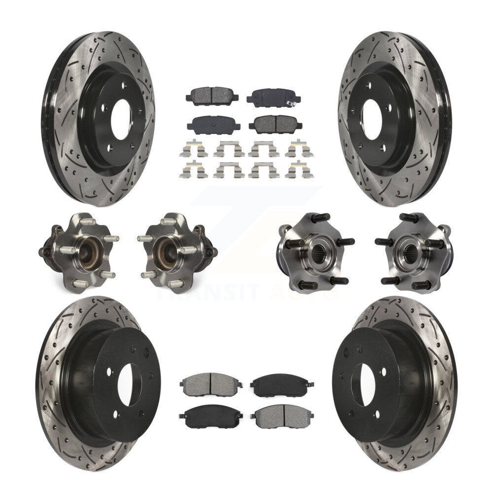 Kit de plaquettes de rotor de frein à disque revêtues de roulement de moyeu avant et arrière (10 pièces) pour Nissan Sentr