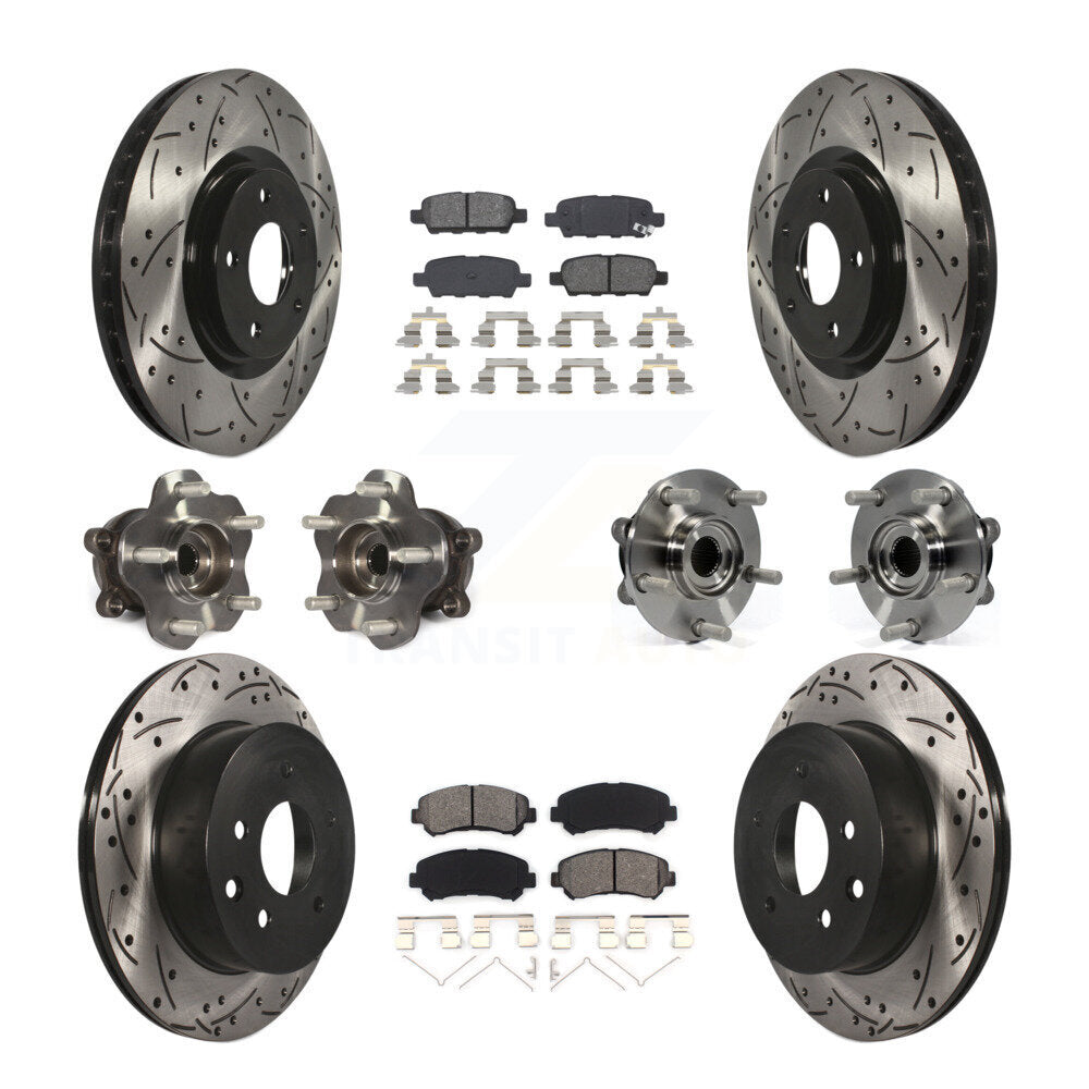 Kit de rotors et plaquettes de frein à disque revêtus de roulement de moyeu avant et arrière (10 pièces) pour Nissan Juk