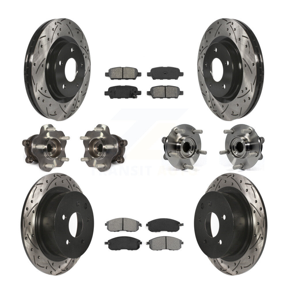 Kit de rotors et plaquettes de frein à disque revêtus de roulement de moyeu avant et arrière (10 pièces) pour Nissan Juk