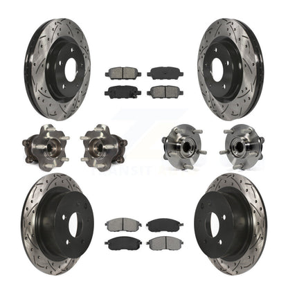 Kit de rotors et plaquettes de frein à disque revêtus de roulement de moyeu avant et arrière (10 pièces) pour Nissan Juk