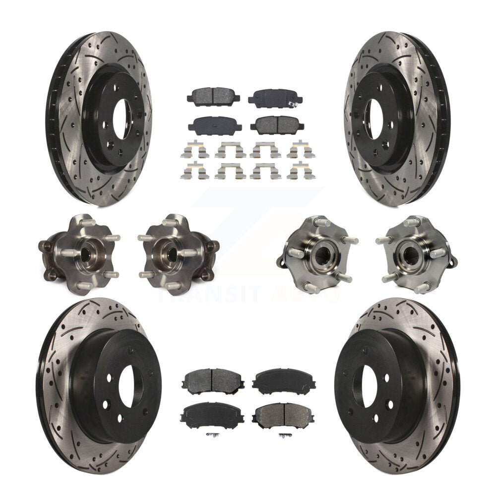 Kit de plaquettes de rotor de frein enduites de roulement de moyeu avant et arrière (10 pièces) pour Nissan Rogue Spor
