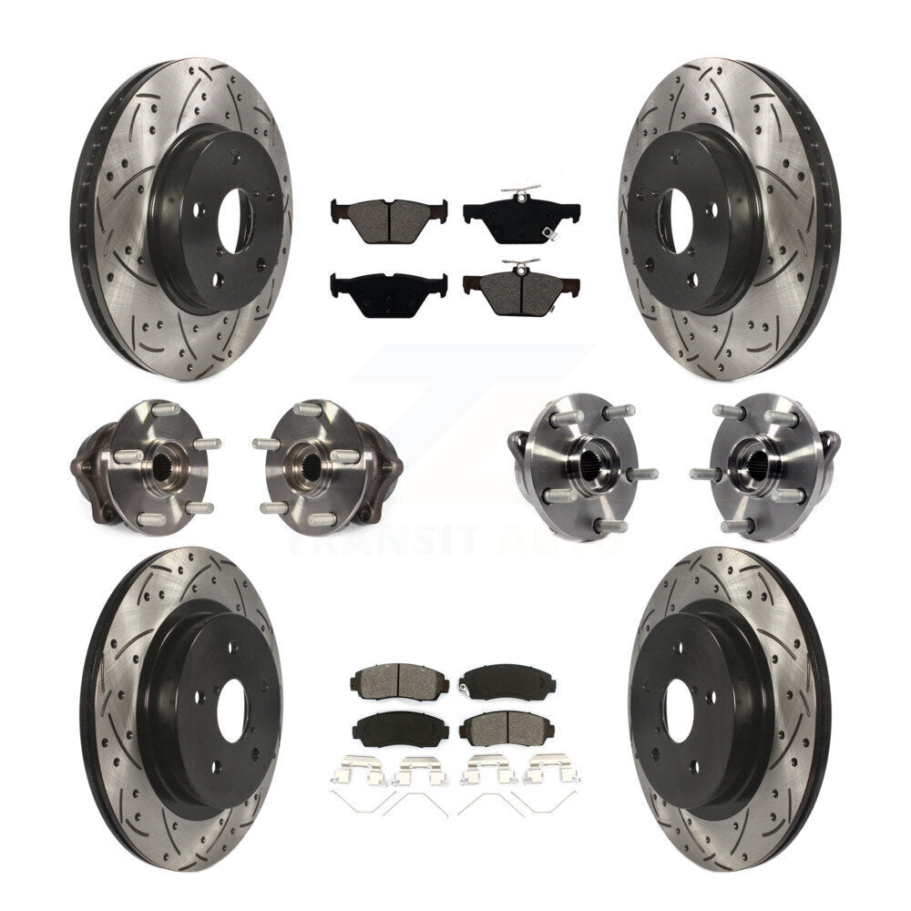 Kit de plaquettes de rotor de frein enduites de roulement de moyeu avant et arrière (10 pièces) pour Subaru Legacy 2.5