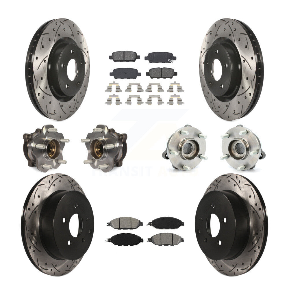 Kit de rotor et de plaquettes de frein revêtus de roulement de moyeu avant et arrière (10 pièces) pour Nissan Pathfinde
