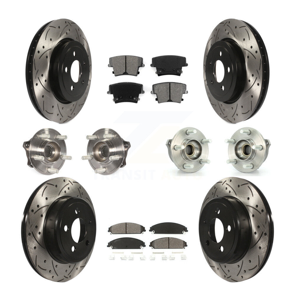 Kit de rotor et de plaquettes de frein revêtus de roulement de moyeu avant et arrière (10 pièces) pour Dodge Charger 30