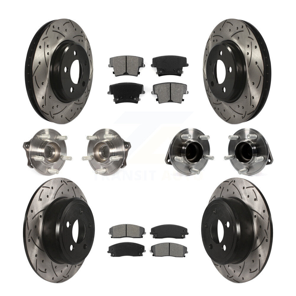 Kit de rotor et de plaquettes de frein revêtus de roulement de moyeu avant et arrière (10 pièces) pour Dodge Charger 30