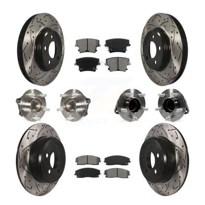 Kit de rotor et de plaquettes de frein revêtus de roulement de moyeu avant et arrière (10 pièces) pour Dodge Charger 30