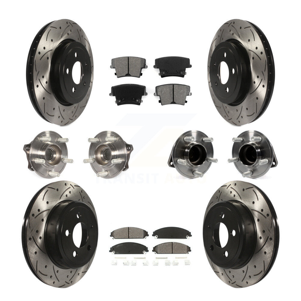 Kit de rotor et de plaquettes de frein revêtus de roulement de moyeu avant et arrière (10 pièces) pour Dodge Charger 30