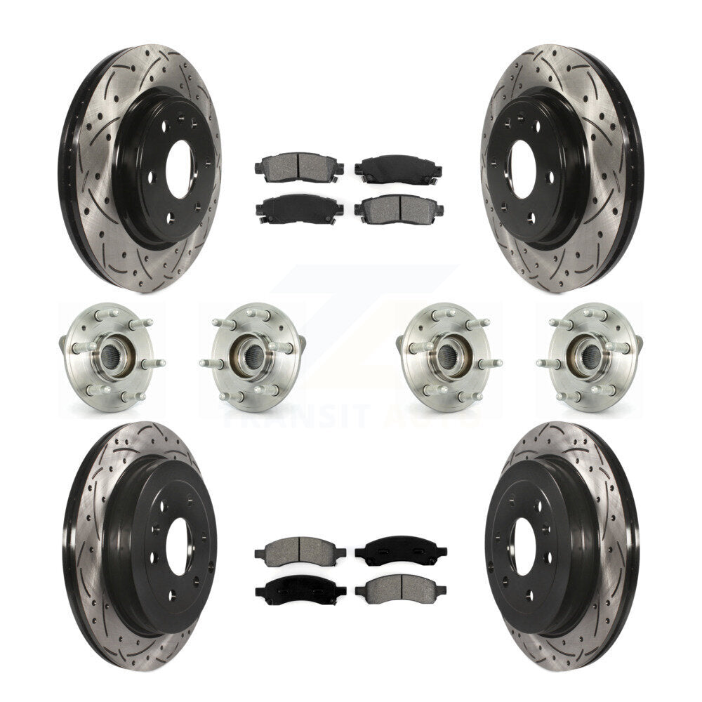 Kit de rotors et plaquettes de frein revêtus de roulement de moyeu avant et arrière (10 pièces) pour GMC Acadia Buic