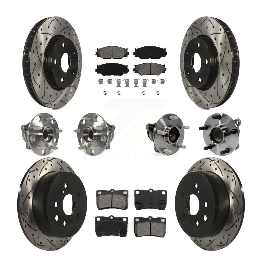 Kit de rotors et plaquettes de frein à disque revêtus de roulement de moyeu avant et arrière (10 pièces) pour Lexus IS25