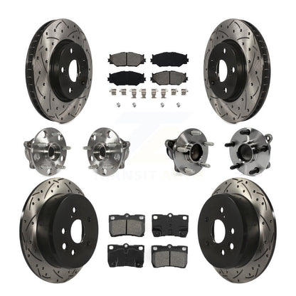 Kit de rotors et plaquettes de frein à disque revêtus de roulement de moyeu avant et arrière (10 pièces) pour Lexus IS25