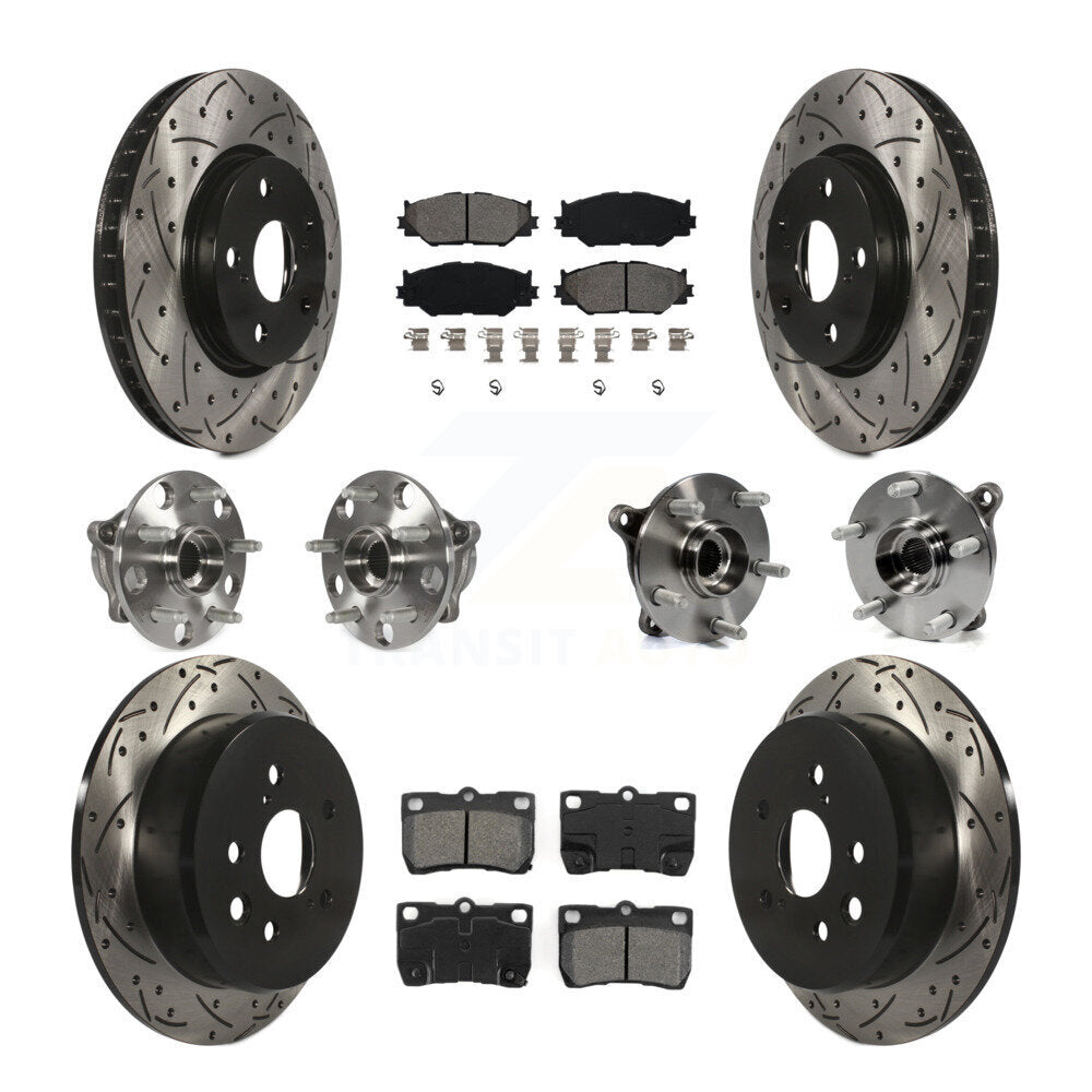 Kit de rotors et plaquettes de frein à disque revêtus de roulement de moyeu avant et arrière (10 pièces) pour Lexus IS25