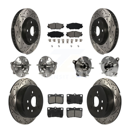 Kit de rotors et plaquettes de frein à disque revêtus de roulement de moyeu avant et arrière (10 pièces) pour Lexus IS25