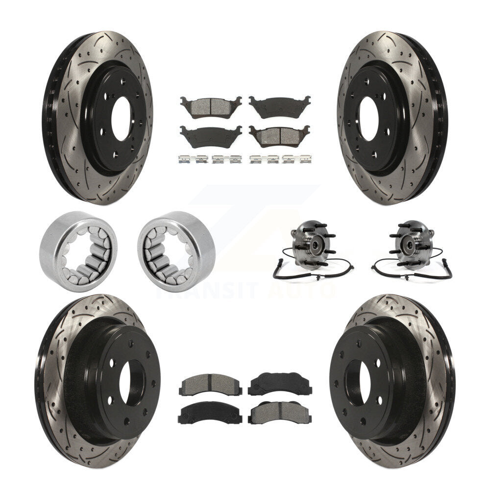 Kit de patins de rotor de frein enduits de roulement de moyeu avant et arrière (10 pièces) pour Ford F-150 4W