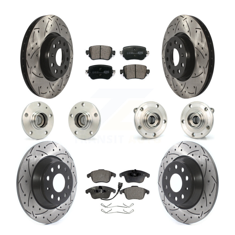Kit de rotors et plaquettes de frein revêtus de roulement de moyeu avant et arrière (10 pièces) pour Audi Q 2016 – 2018