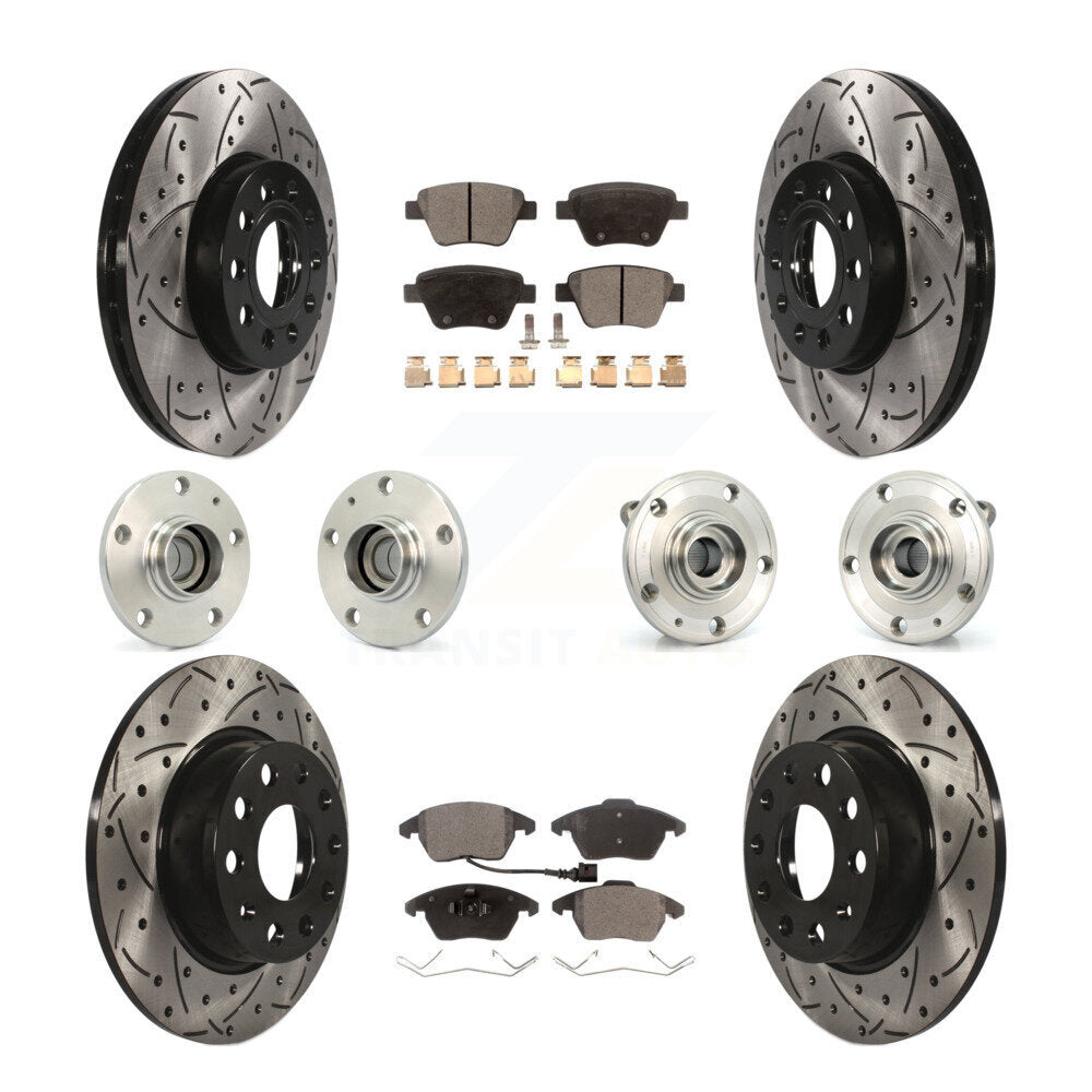 Kit de rotor et de plaquettes de frein revêtus de roulement de moyeu avant et arrière (10 pièces) pour Volkswagen Beetl
