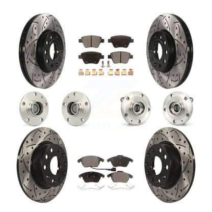 Kit de rotor et de plaquettes de frein revêtus de roulement de moyeu avant et arrière (10 pièces) pour Volkswagen Beetl