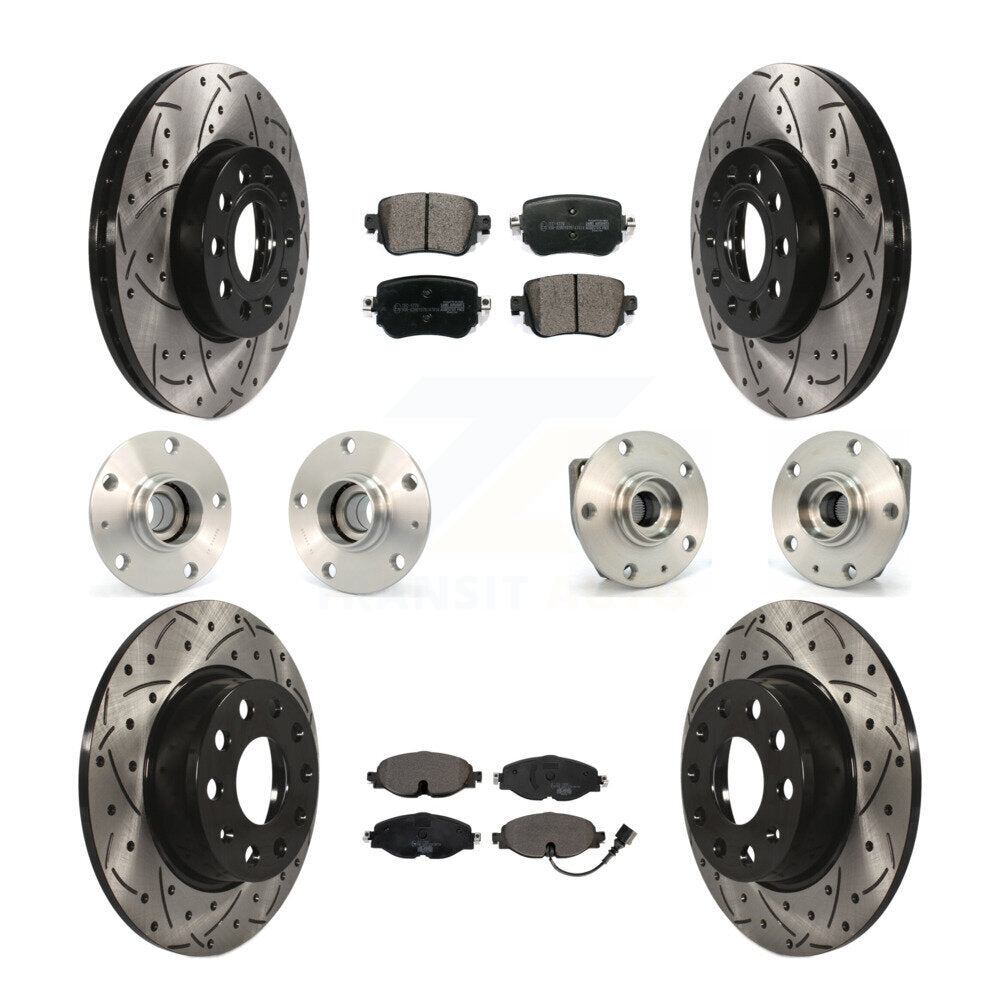 Kit de rotor et de plaquettes de frein revêtus de roulement de moyeu avant et arrière (10 pièces) pour Volkswagen Gol
