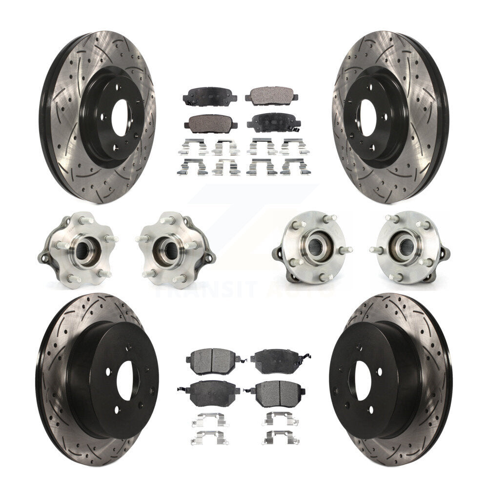 Kit de rotor et de plaquettes de frein revêtus de roulement de moyeu avant et arrière (10 pièces) pour Nissan Murano AW