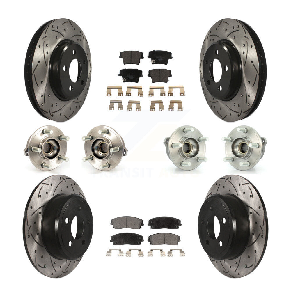 Kit de rotor et de plaquettes de frein revêtus de roulement de moyeu avant et arrière (10 pièces) pour Dodge Charger 30