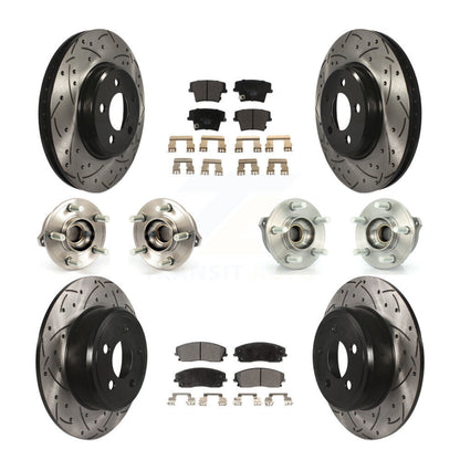 Kit de rotor et de plaquettes de frein revêtus de roulement de moyeu avant et arrière (10 pièces) pour Dodge Charger 30