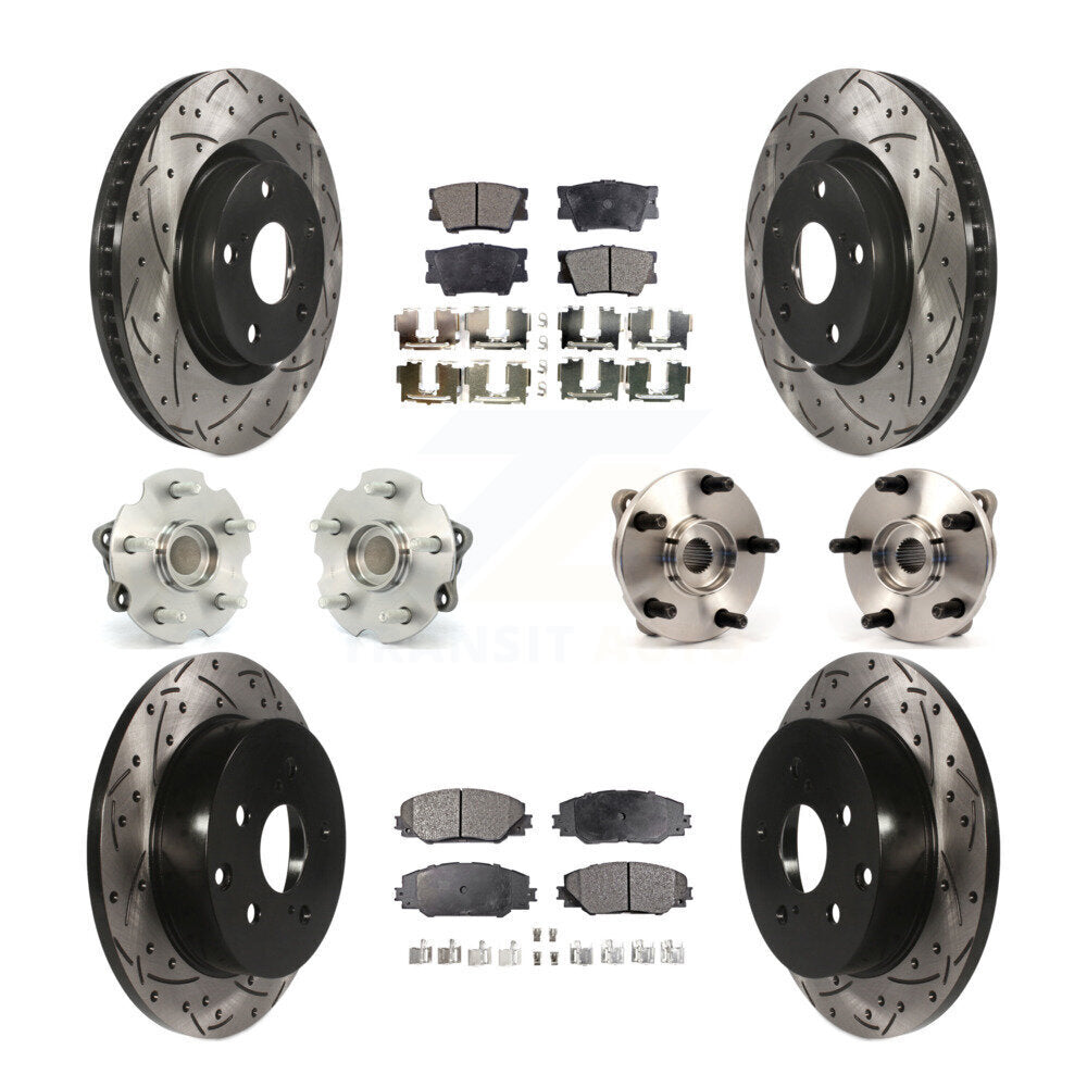 Kit de rotors et plaquettes de frein à disque revêtus de roulement de moyeu avant et arrière (10 pièces) pour Toyota RAV