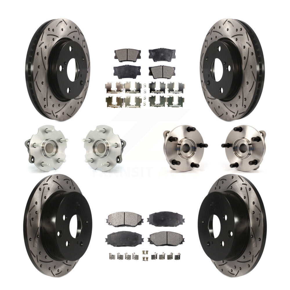 Kit de rotor et de plaquettes de frein revêtus de roulement de moyeu avant et arrière (10 pièces) pour Toyota RAV4 Lexu