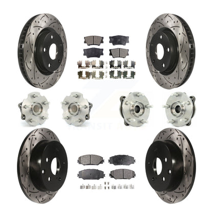 Kit de rotors et plaquettes de frein à disque revêtus de roulement de moyeu avant et arrière (10 pièces) pour Toyota RAV