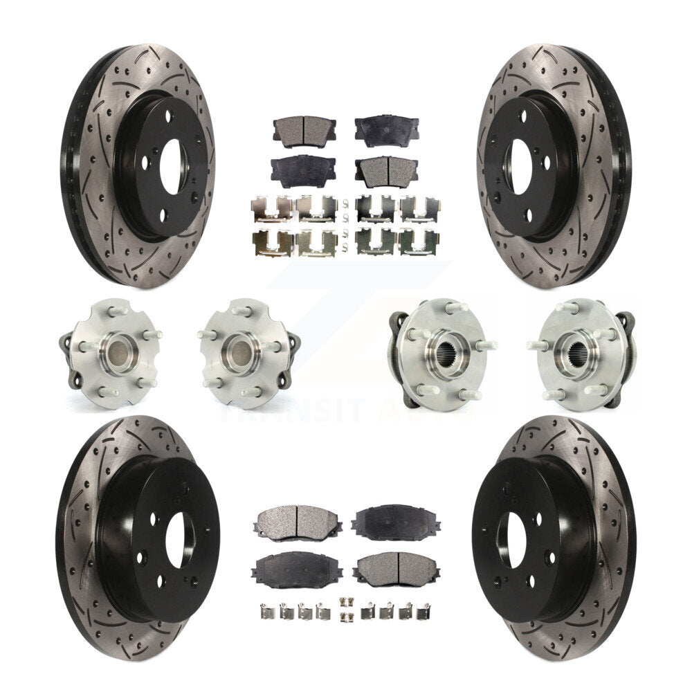 Kit de rotors et plaquettes de frein à disque revêtus de roulement de moyeu avant et arrière (10 pièces) pour Toyota RAV