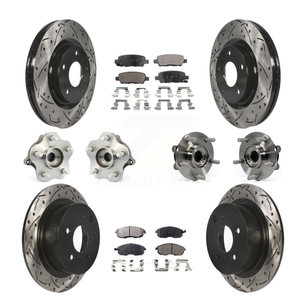 Kit de rotors et plaquettes de frein à disque revêtus de roulement de moyeu avant et arrière (10 pièces) pour Nissan Juk