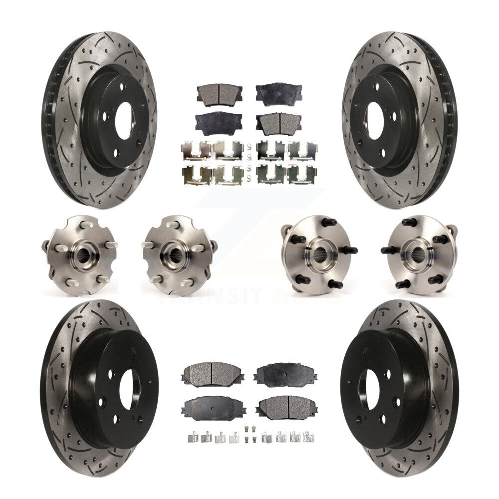 Kit de rotors et plaquettes de frein à disque revêtus de roulement de moyeu avant et arrière (10 pièces) pour Toyota RAV