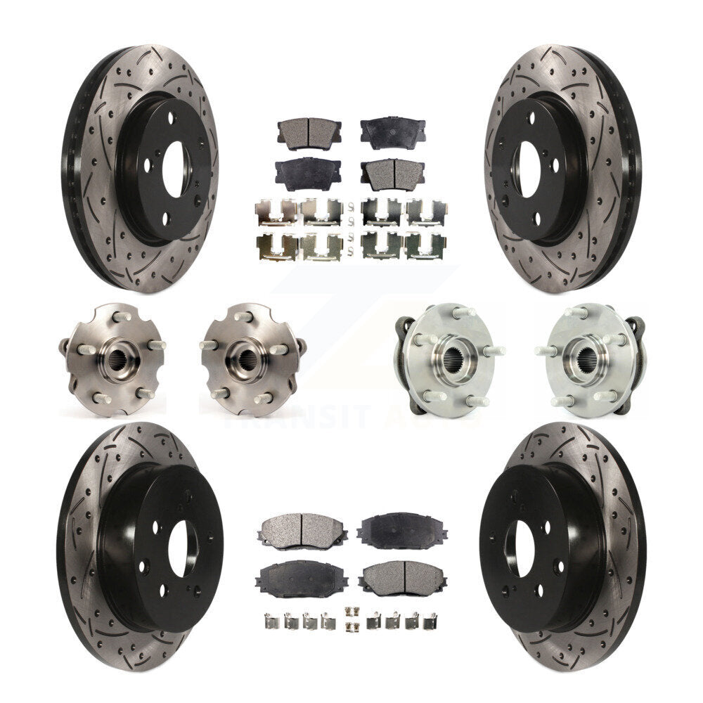 Kit de rotors et plaquettes de frein à disque revêtus de roulement de moyeu avant et arrière (10 pièces) pour Toyota RAV