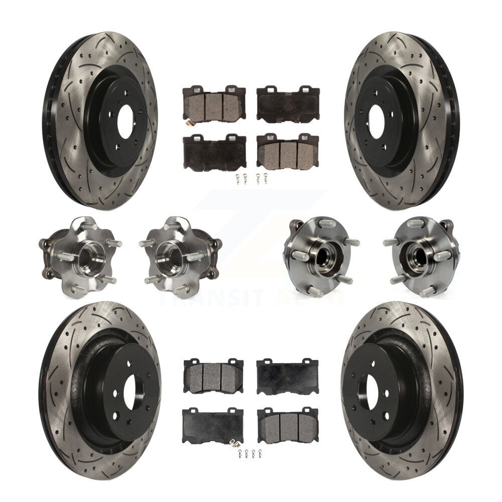 Kit de rotors et plaquettes de frein revêtus de roulement de moyeu avant et arrière (10 pièces) pour INFINITI G37 RW
