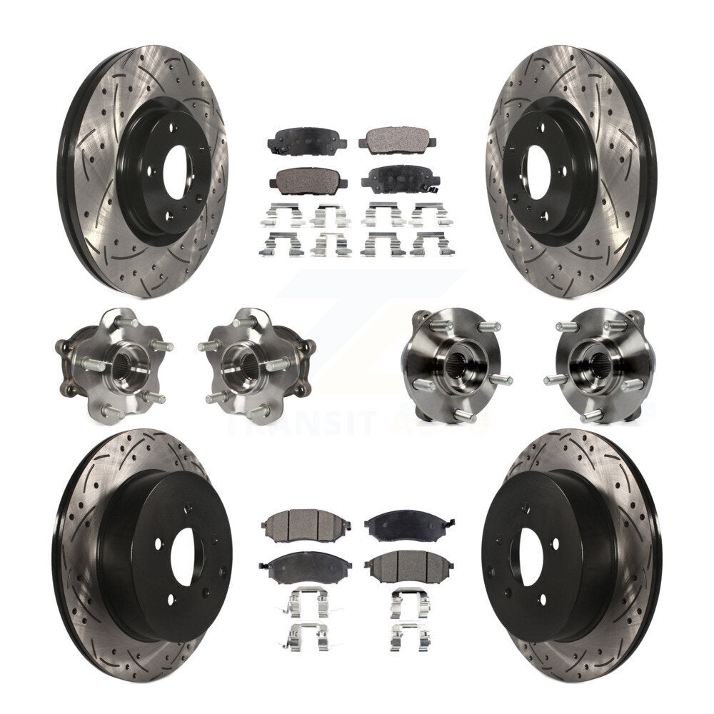 Kit de rotor et de plaquettes de frein revêtus de roulement de moyeu avant et arrière (10 pièces) pour INFINITI QX70 AW