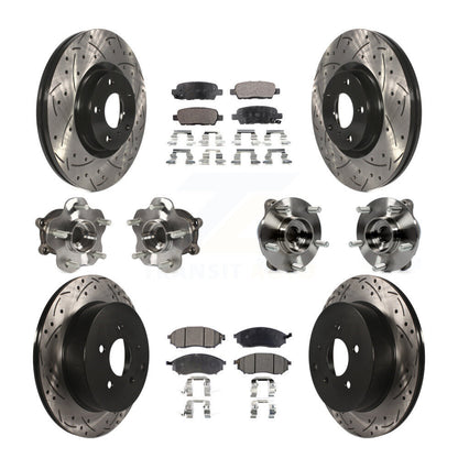 Kit de rotor et de plaquettes de frein revêtus de roulement de moyeu avant et arrière (10 pièces) pour INFINITI QX70 AW