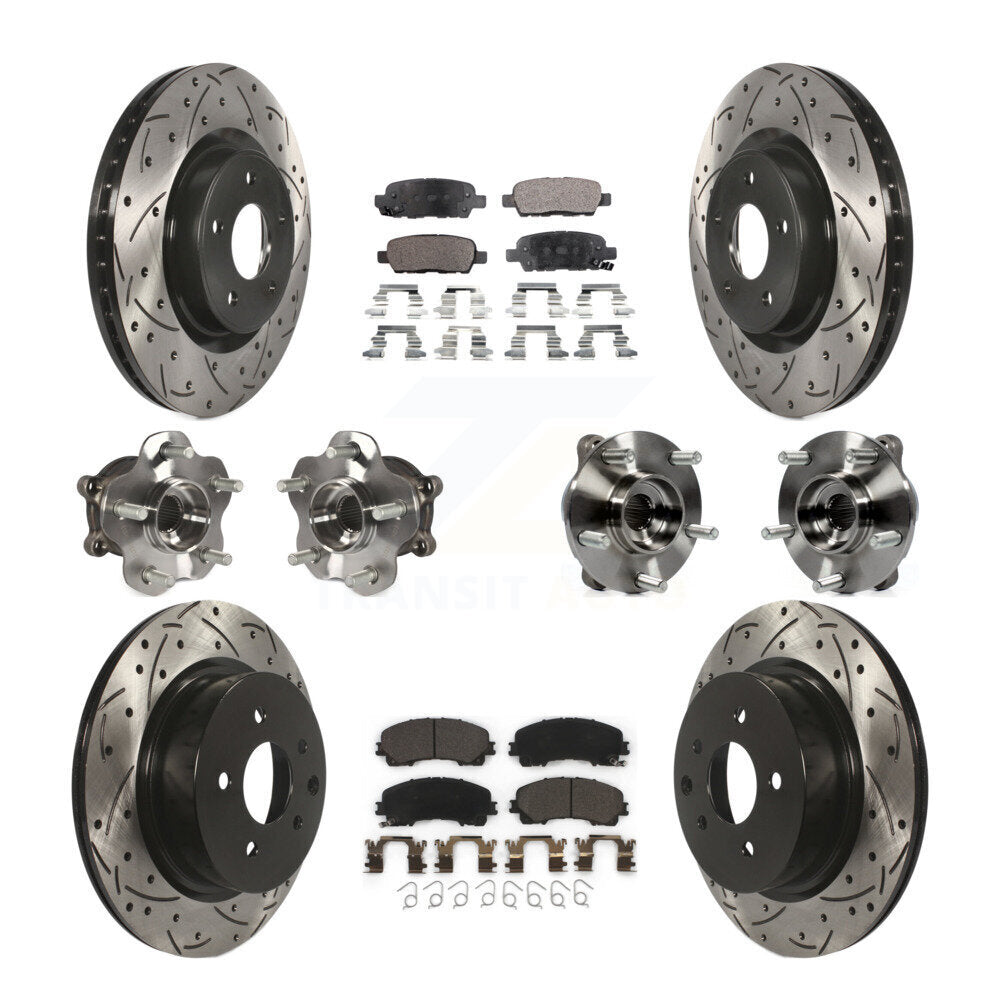 Kit de rotor et de plaquettes de frein revêtus de roulement de moyeu avant et arrière (10 pièces) pour INFINITI QX50 AW