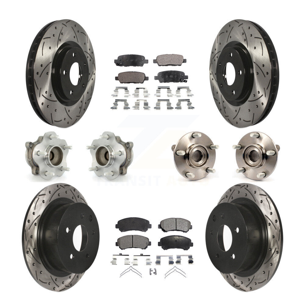 Kit de plaquettes de rotor de frein à disque revêtues de roulement de moyeu avant et arrière (10 pièces) pour Nissan Sentr