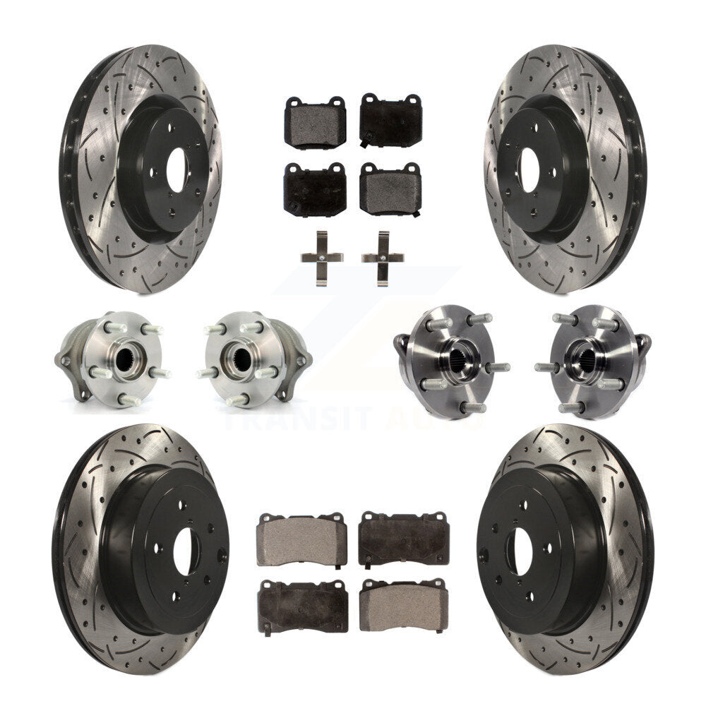 Kit de plaquettes de rotor de frein enduites de roulement de moyeu avant et arrière (10 pièces) pour Subaru Impreza WR