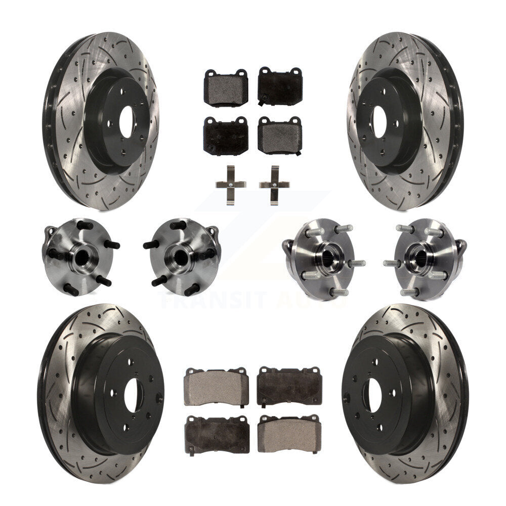 Kit de plaquettes de rotor de frein enduites de roulement de moyeu avant et arrière (10 pièces) pour Subaru Impreza WR