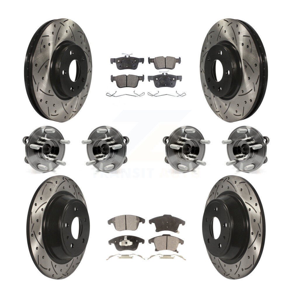 Kit de rotors et plaquettes de frein à disque revêtus de roulement de moyeu avant et arrière (10 pièces) pour Ford Fusio