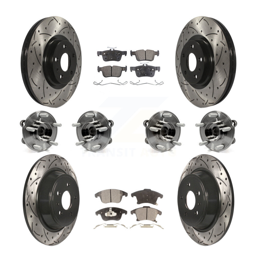 Kit de rotors et plaquettes de frein à disque revêtus de roulement de moyeu avant et arrière (10 pièces) pour Lincoln MK
