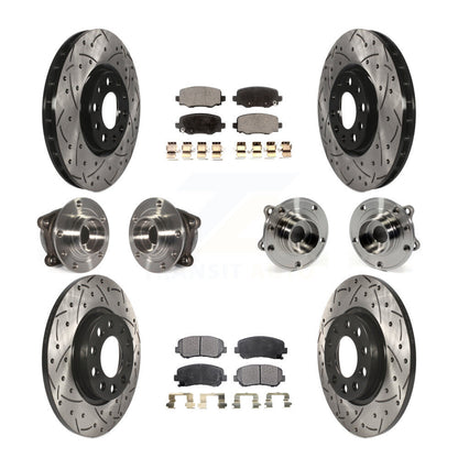 Kit de rotors et plaquettes de frein revêtus de roulement de moyeu avant et arrière (10 pièces) pour Chrysler 200 AW