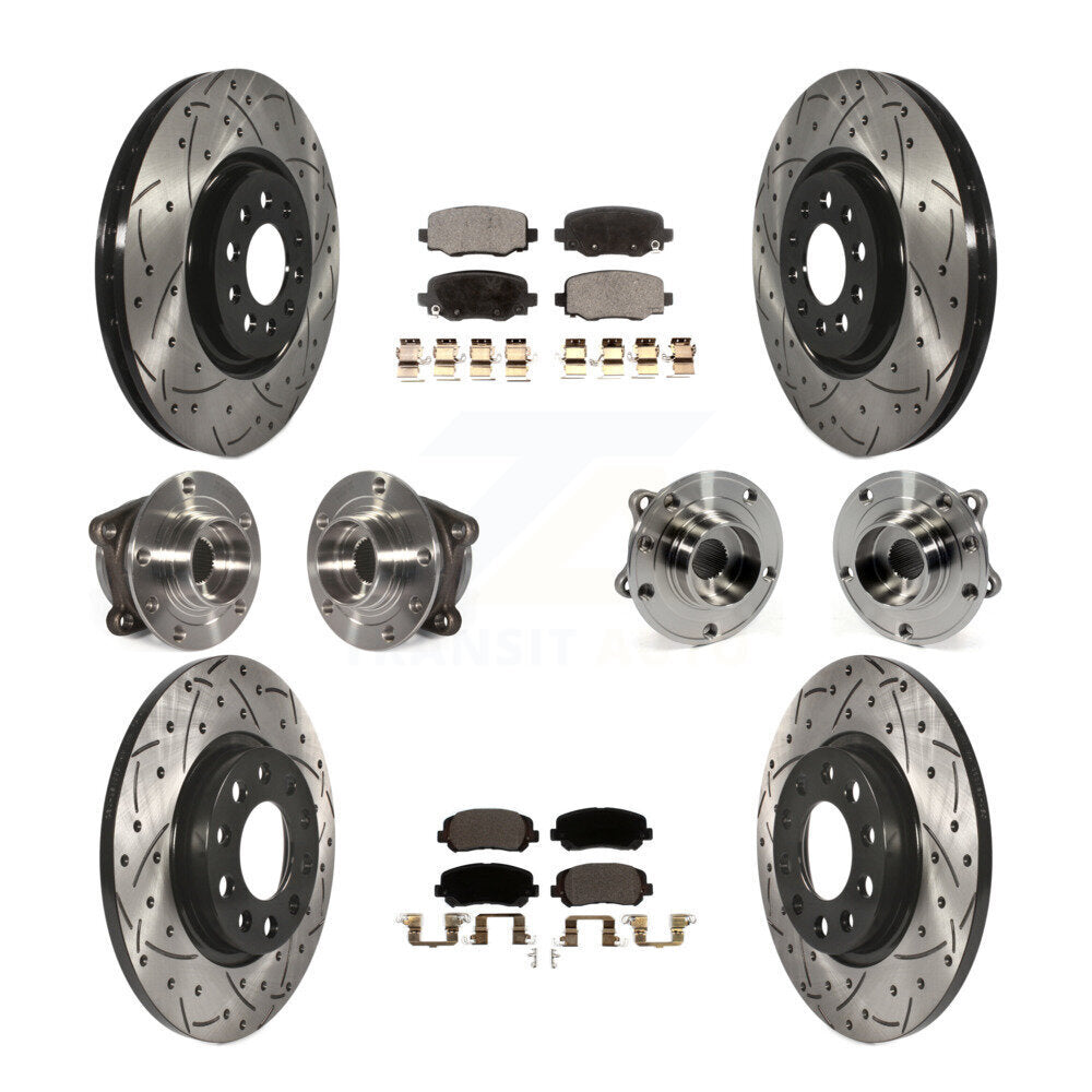 Kit de rotors et plaquettes de frein revêtus de roulement de moyeu avant et arrière (10 pièces) pour Chrysler 200 AW